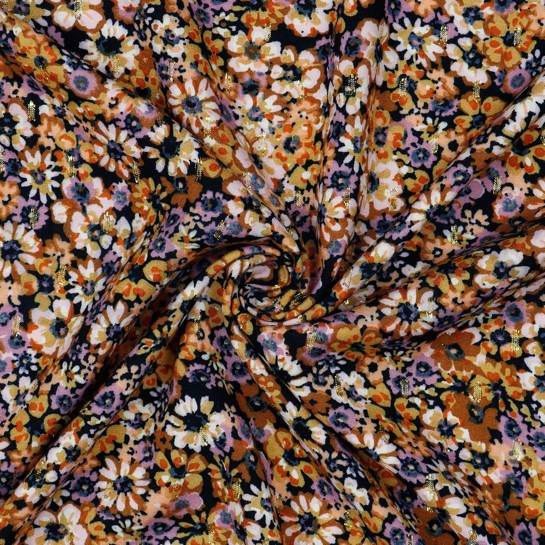 VISCOSE LUREX FLEURS BLEU MARINE #7