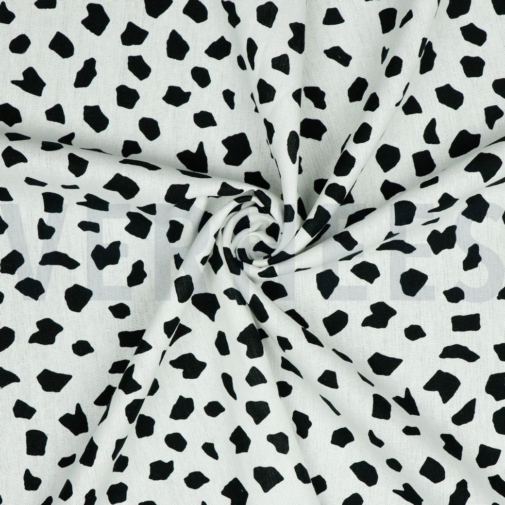 LINEN VISCOSE WASHED DOTS WHITE #2