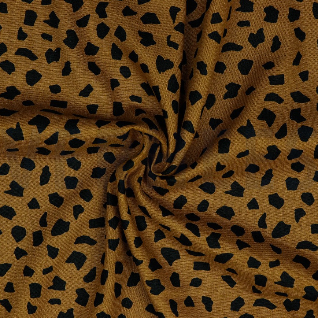 LINEN VISCOSE WASHED DOTS LIGHT BROWN #2