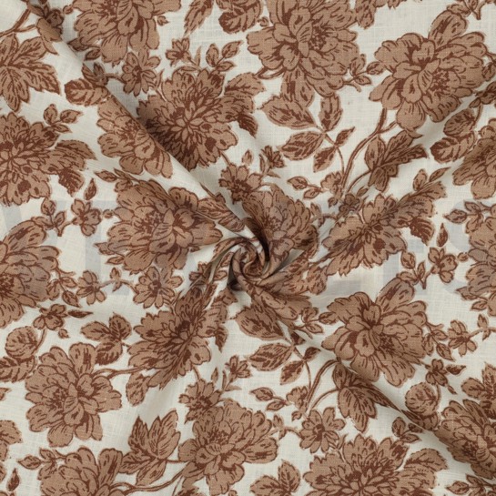 LIN LAVÉ FLEURS BLANC CASSÉ #7