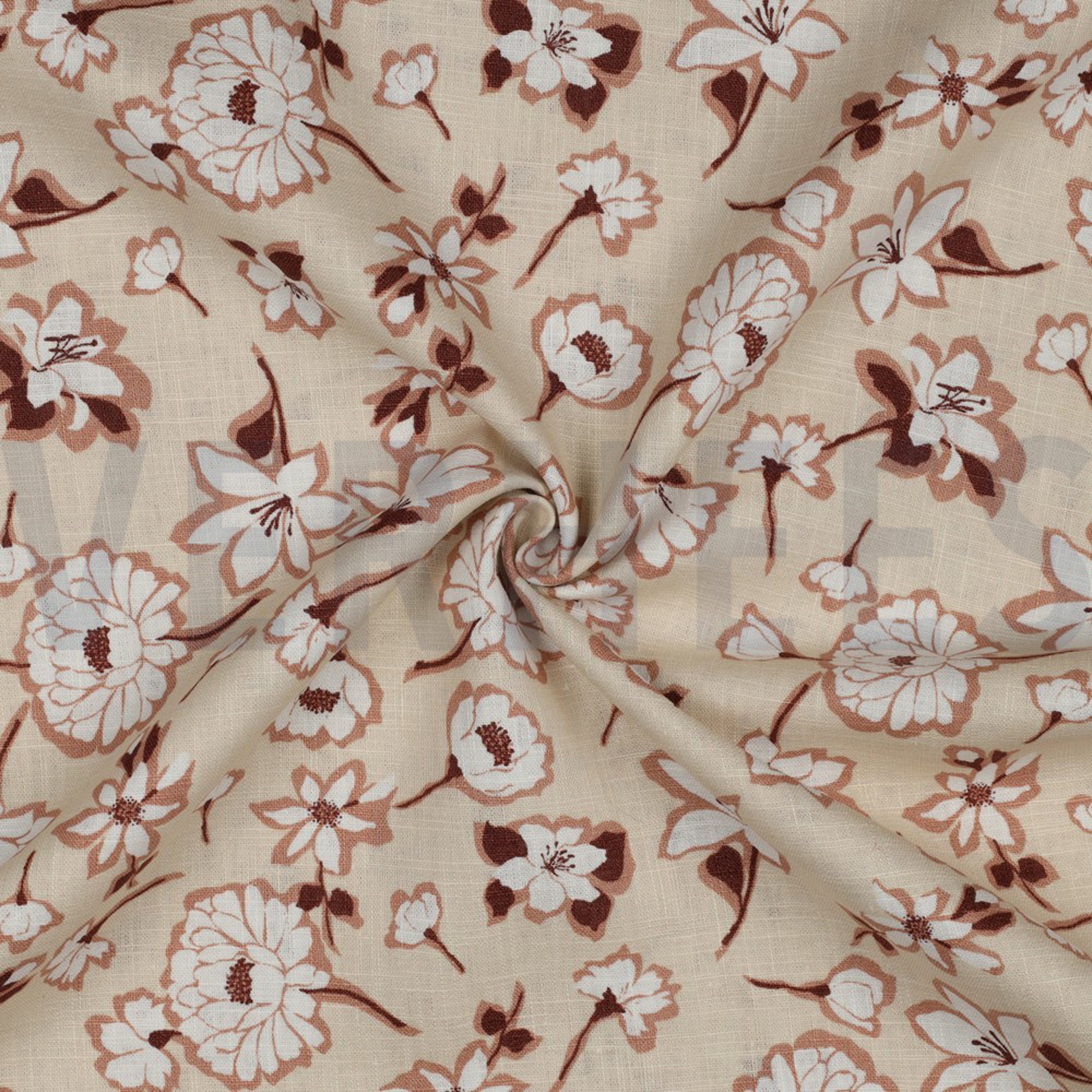 LINEN WASHED BIG FLOWERS LIGHT SAND (high resolution) #2