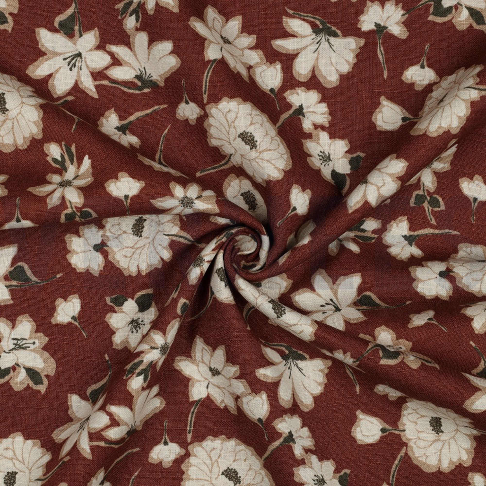 LINEN WASHED BIG FLOWERS ROUGE (high resolution) #2