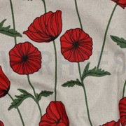 COATED CANVAS LINEN LOOK POPPY FLOWERS NATURAL (thumbnail) #2