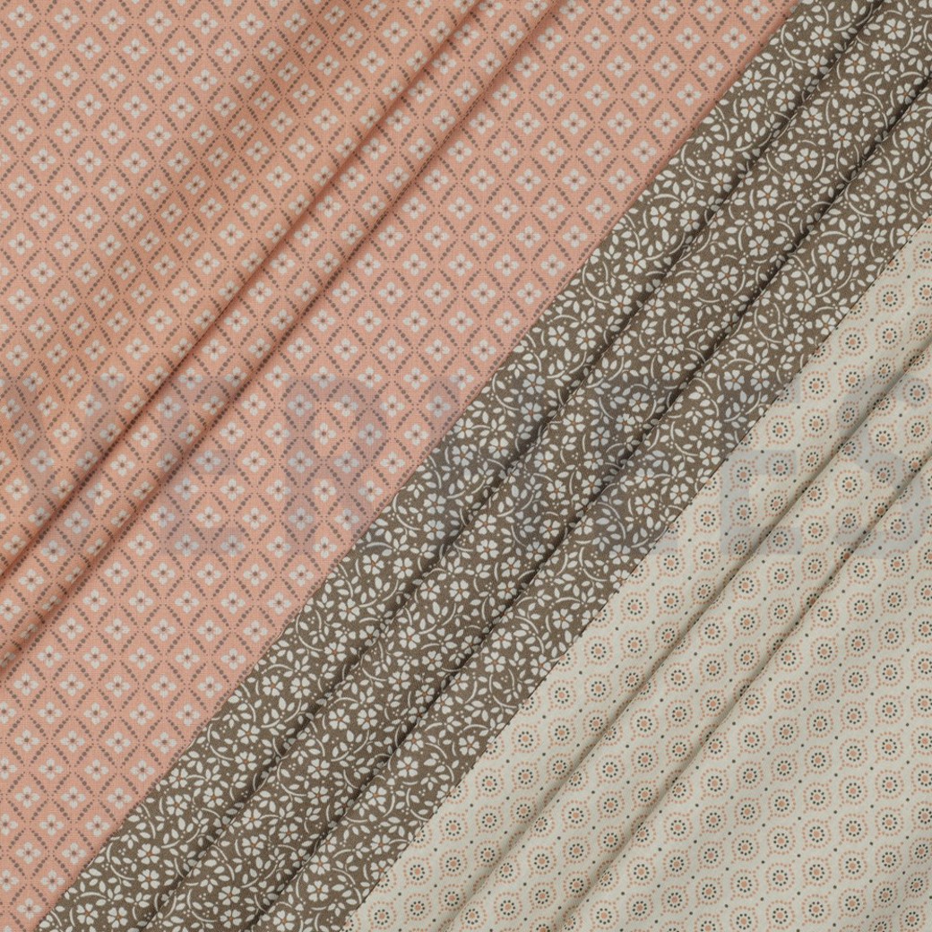 POPLIN FLOWERS AND DOTS MOSS GREEN #2