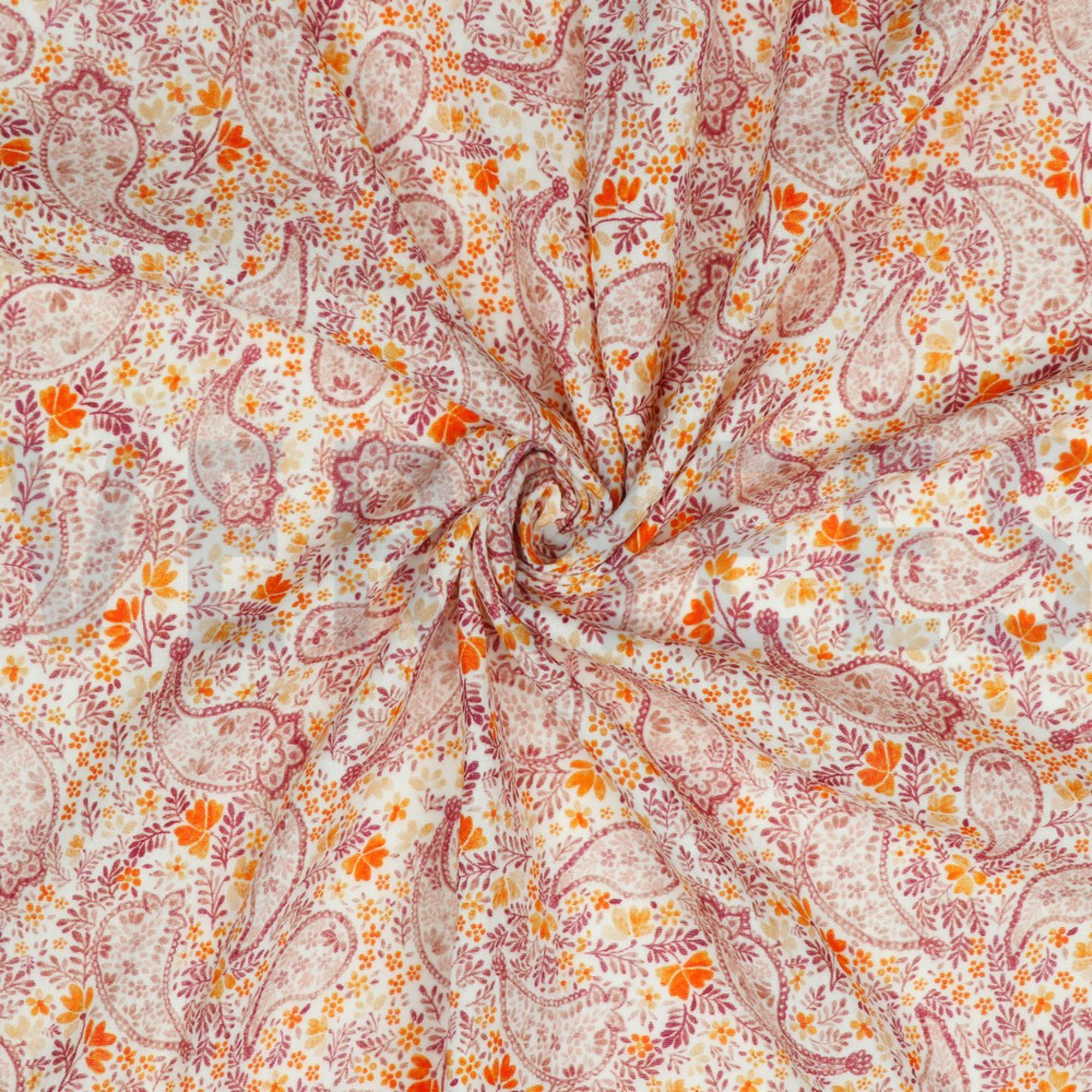 DOUBLE GAUZE DIGITAL PAISLEY WHITE/ OLD BLUSH (high resolution) #2