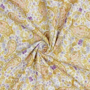 DOUBLE GAUZE DIGITAL PAISLEY WHITE/ LAVENDER (thumbnail) #2