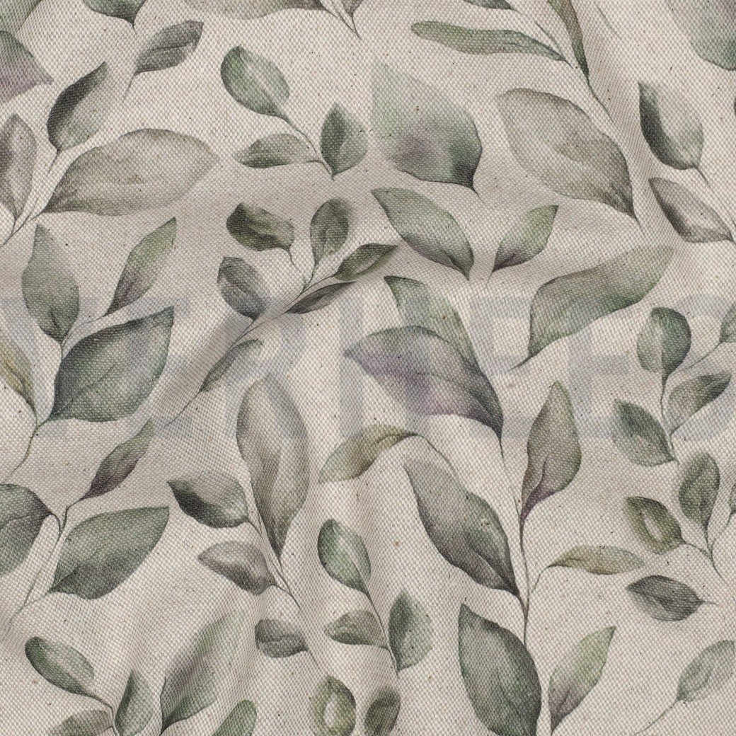 CANVAS LINEN LOOK DIGITAL LEAVES NATURAL #2