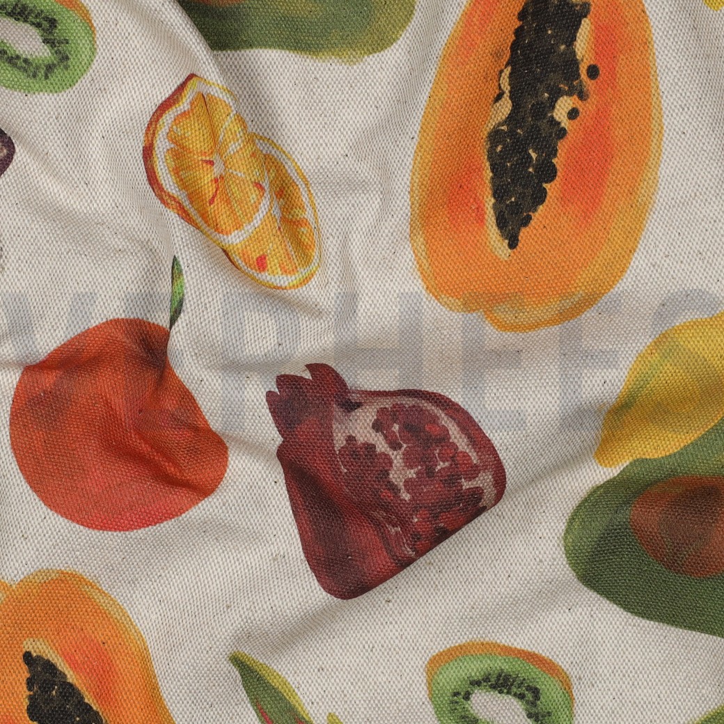 CANVAS LINEN LOOK DIGITAL FRUIT NATURAL #2