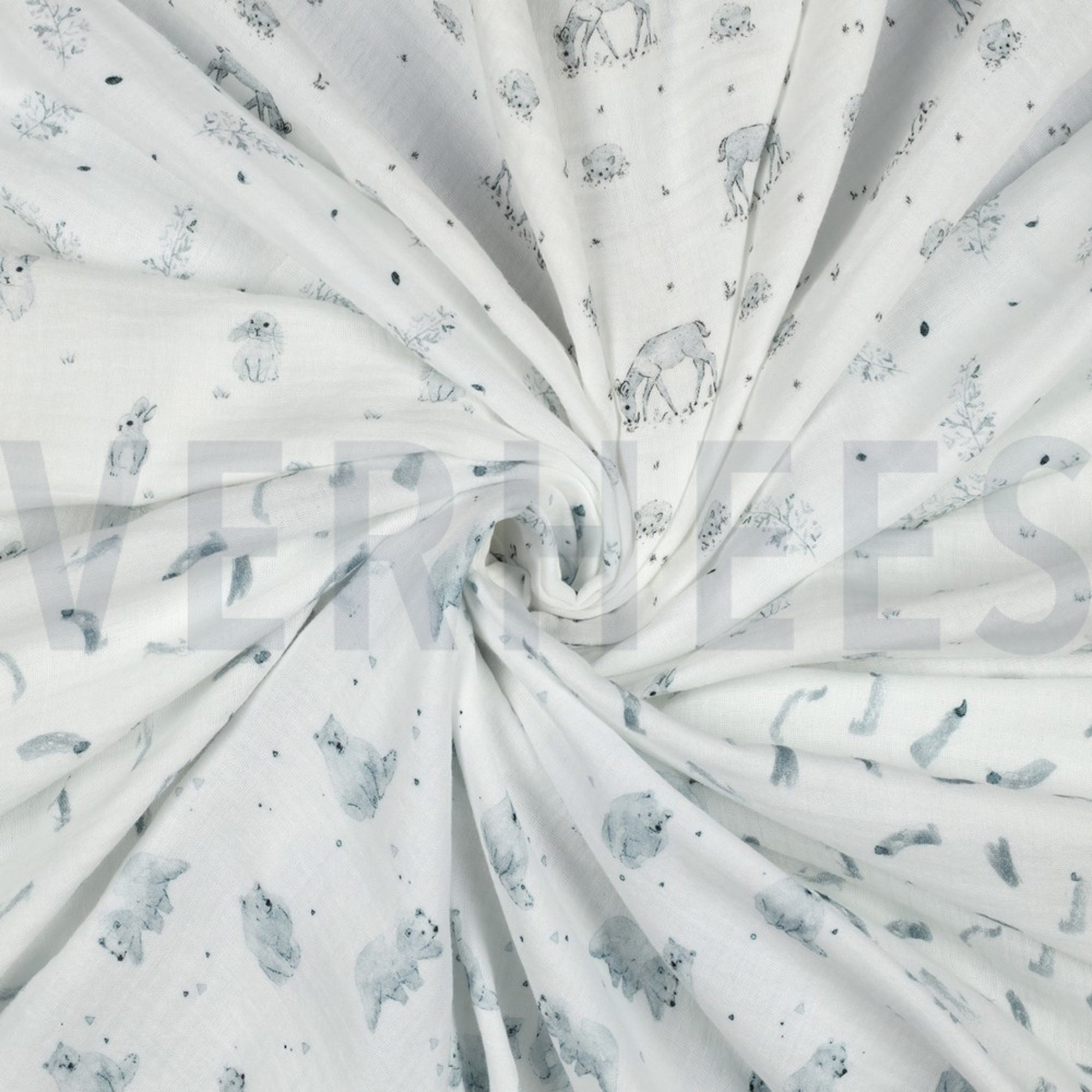 DOUBLE GAUZE GOTS DIGITAL FOREST WHITE (high resolution) #2