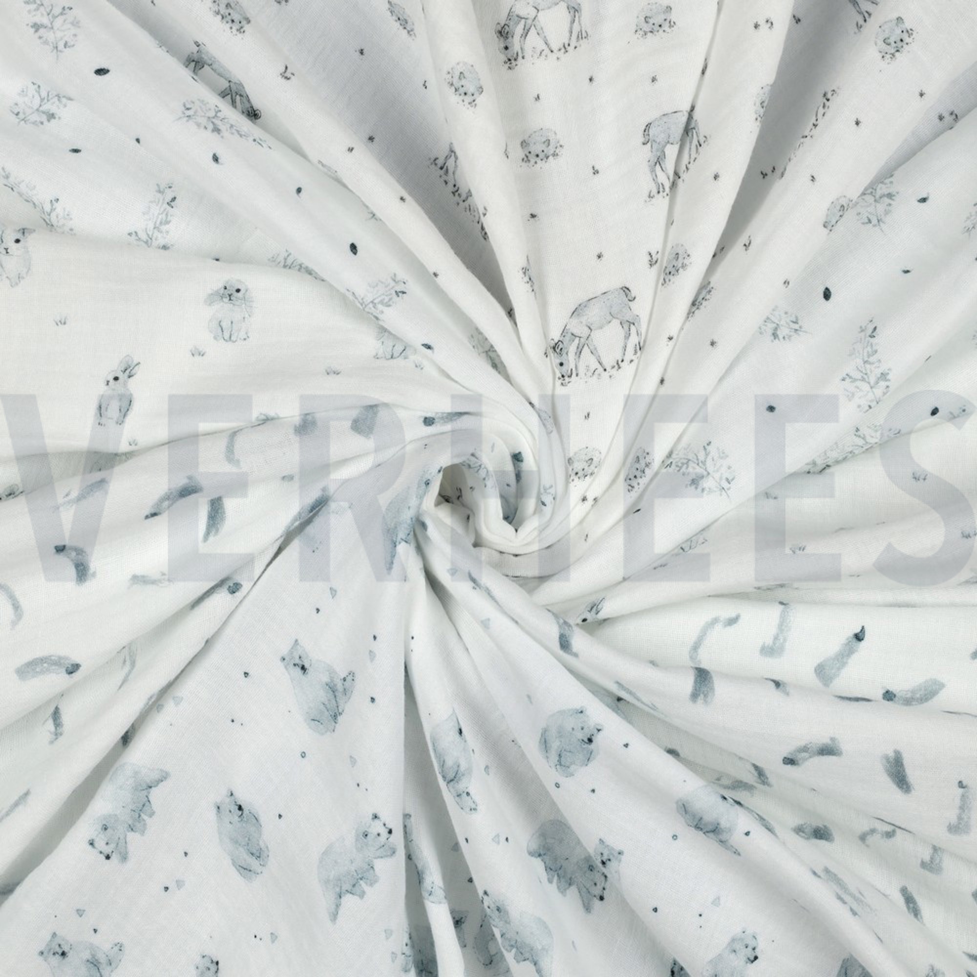 DOUBLE GAUZE GOTS DIGITAL FOREST WHITE (high resolution) #2
