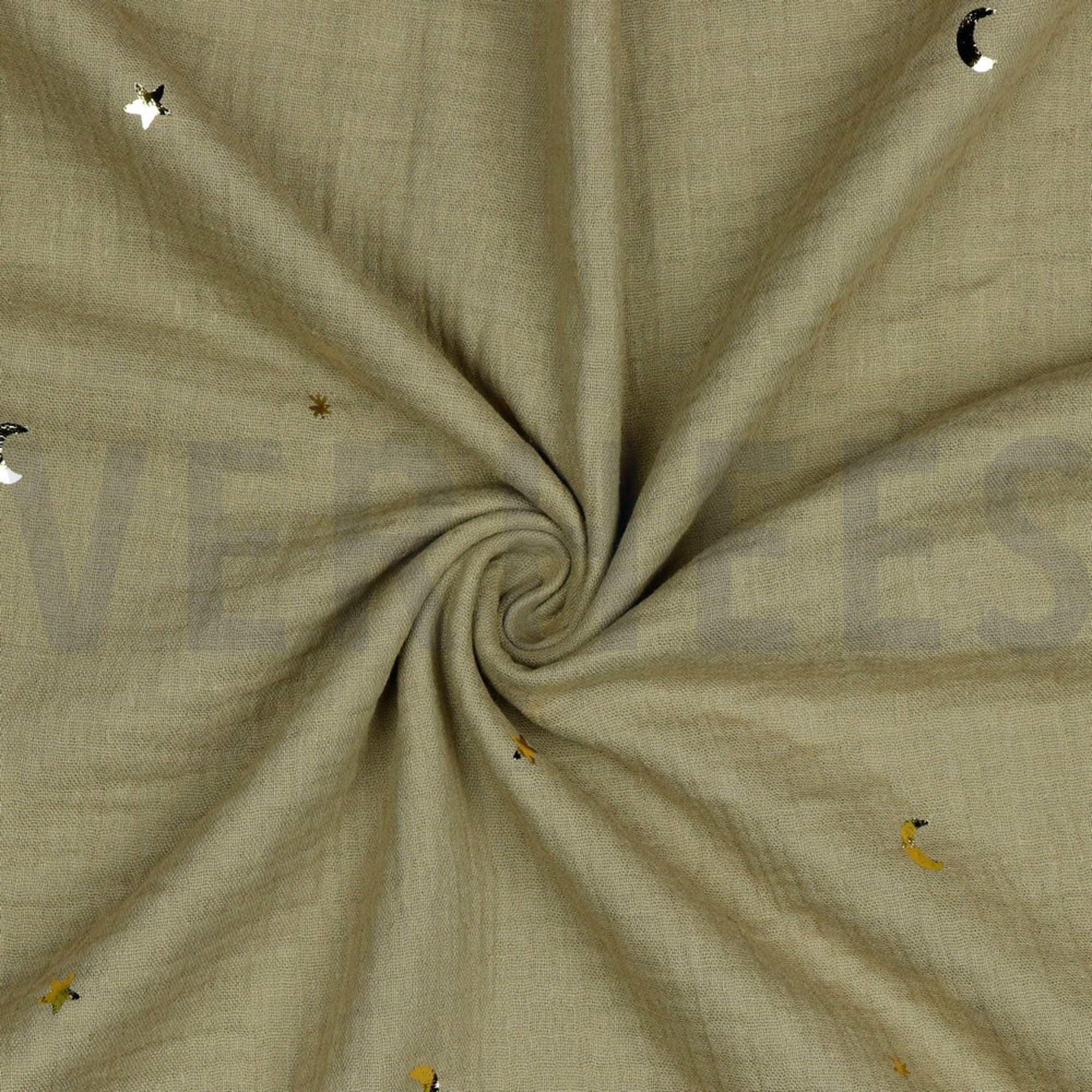 DOUBLE GAUZE FOIL MOON AND STARS TAUPE (high resolution) #2