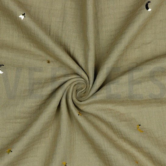 DOUBLE GAUZE FOLIE MAAN EN STERREN TAUPE #7