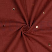 DOUBLE GAUZE FOIL MOON AND STARS BORDEAUX (thumbnail) #2