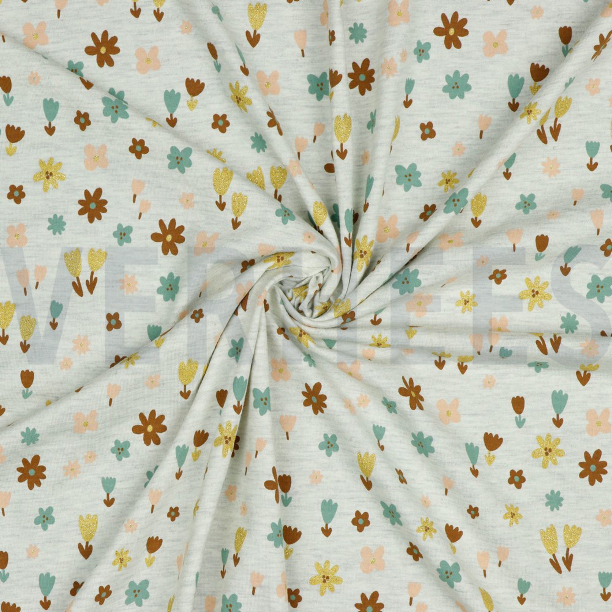JERSEY MELANGE GLITTER SMALL FLOWERS ECRU MELANGE (high resolution) #2