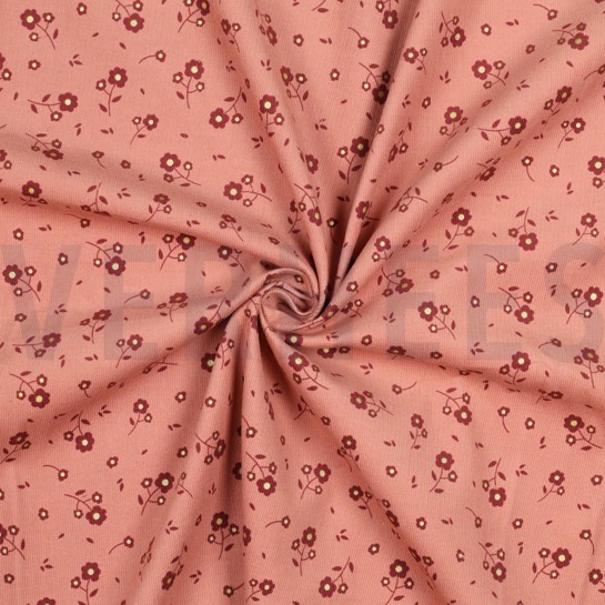 FEINCORD GLITZER KLEINE BLUMEN BLUSH #7