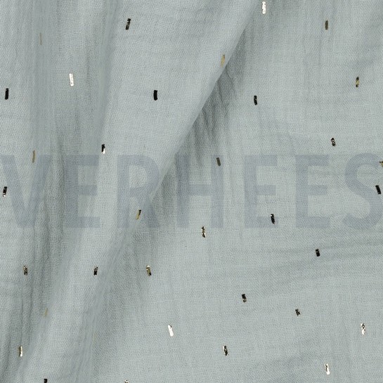 DOUBLE GAUZE FOLIE STREPEN MINT / GOUD #7