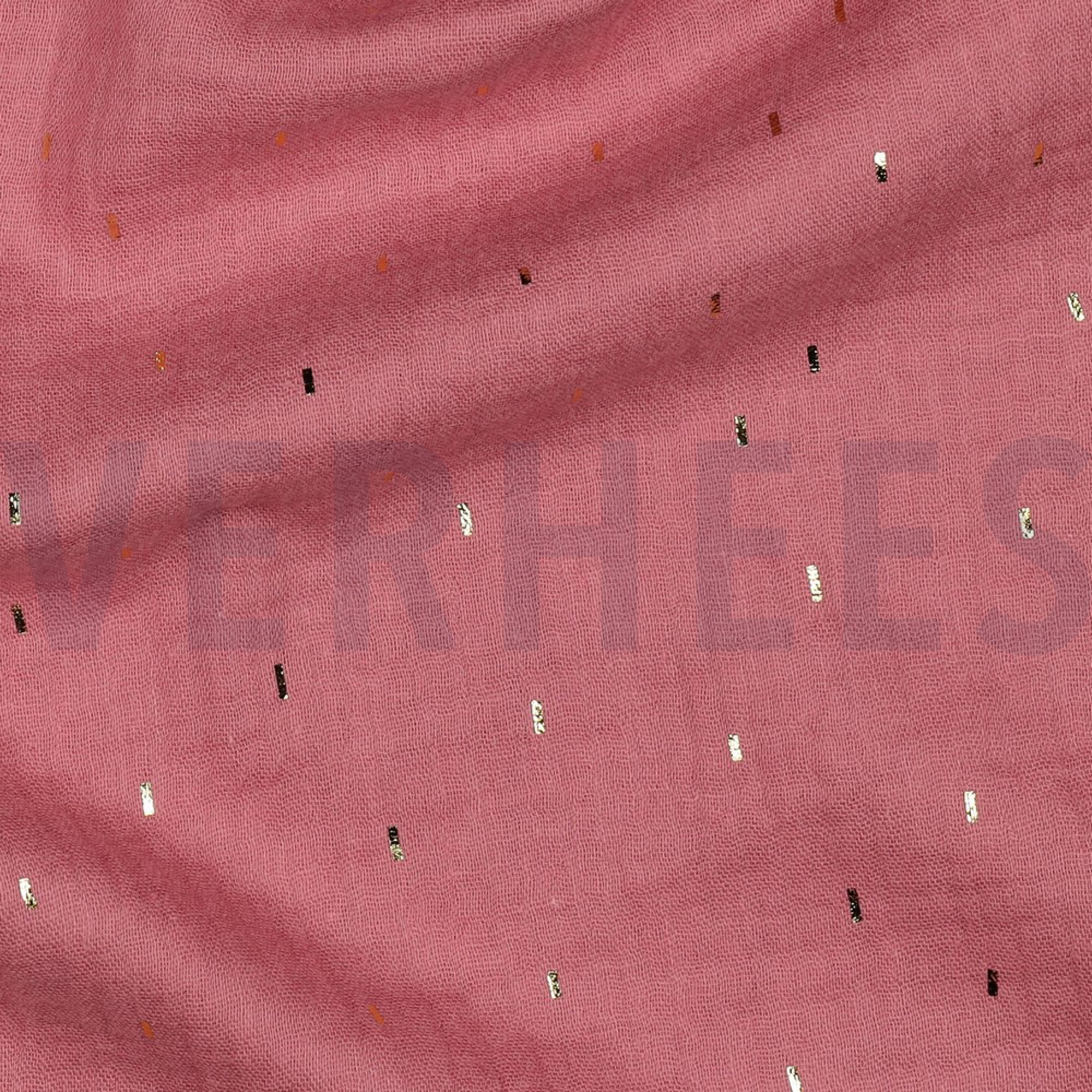 DOUBLE GAUZE FOIL STRIPES MAUVE/GOLD (high resolution) #2