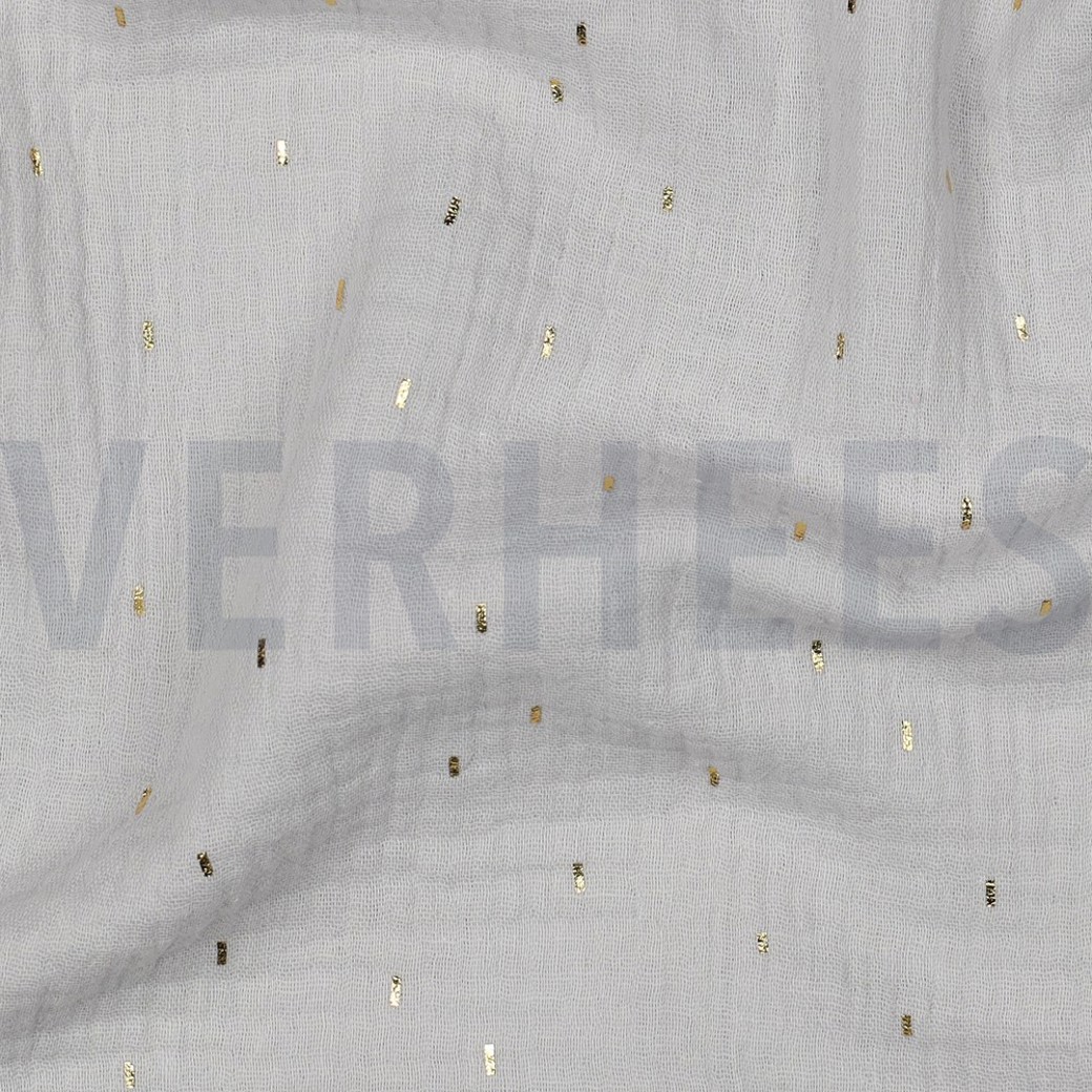 DOUBLE GAUZE FOIL STRIPES LIGHT GREY/GOLD #2