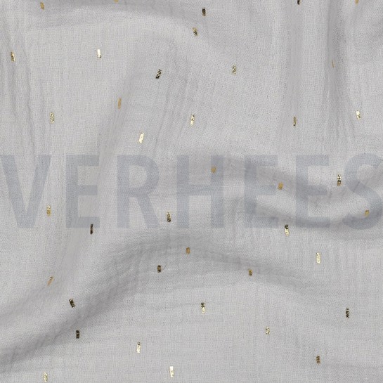 DOUBLE GAUZE FOIL STRIPES LIGHT GREY/GOLD #7