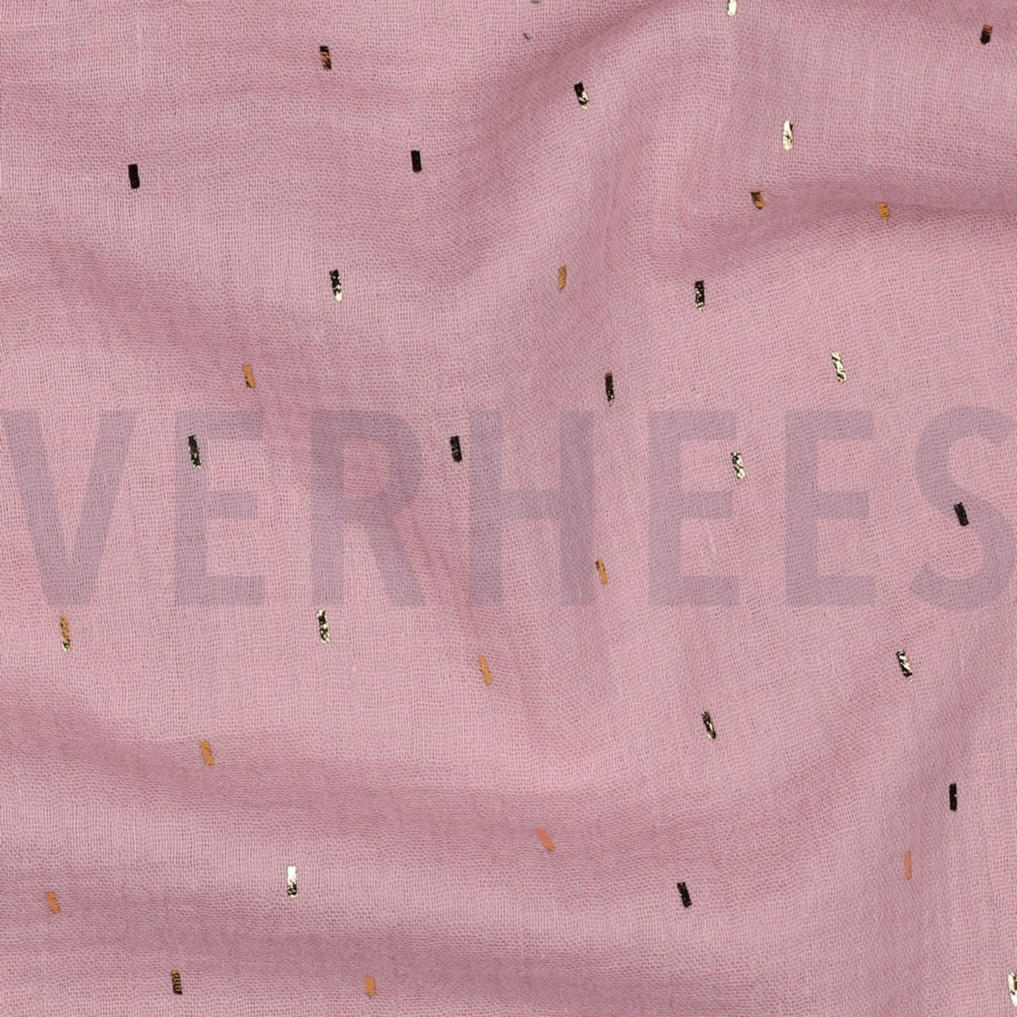 DOUBLE GAUZE FOIL STRIPES OLD ROSE/GOLD (high resolution) #2