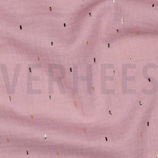 MUSSELIN FOLIE STREIFEN ALTROSA / GOLD #7