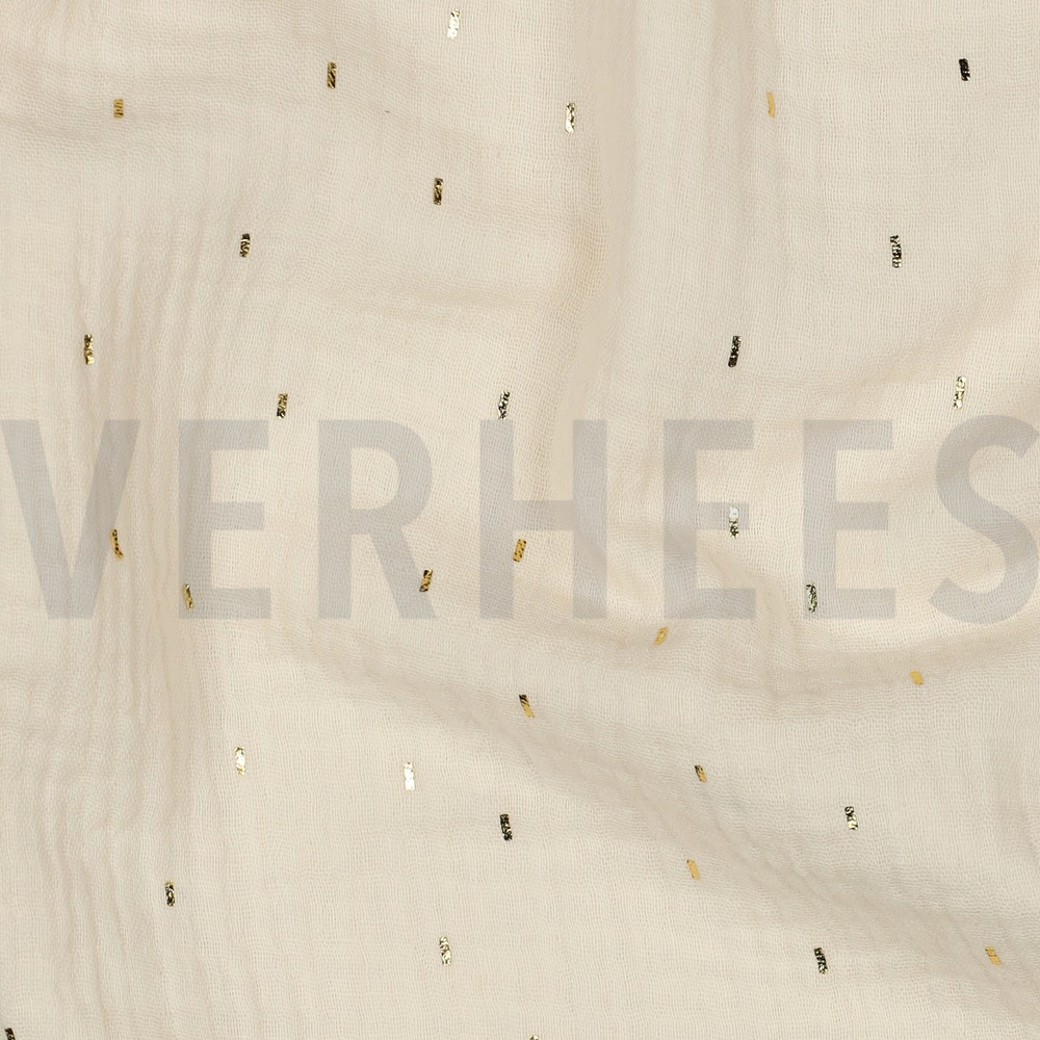 DOUBLE GAUZE FOIL STRIPES ECRU/GOLD #2