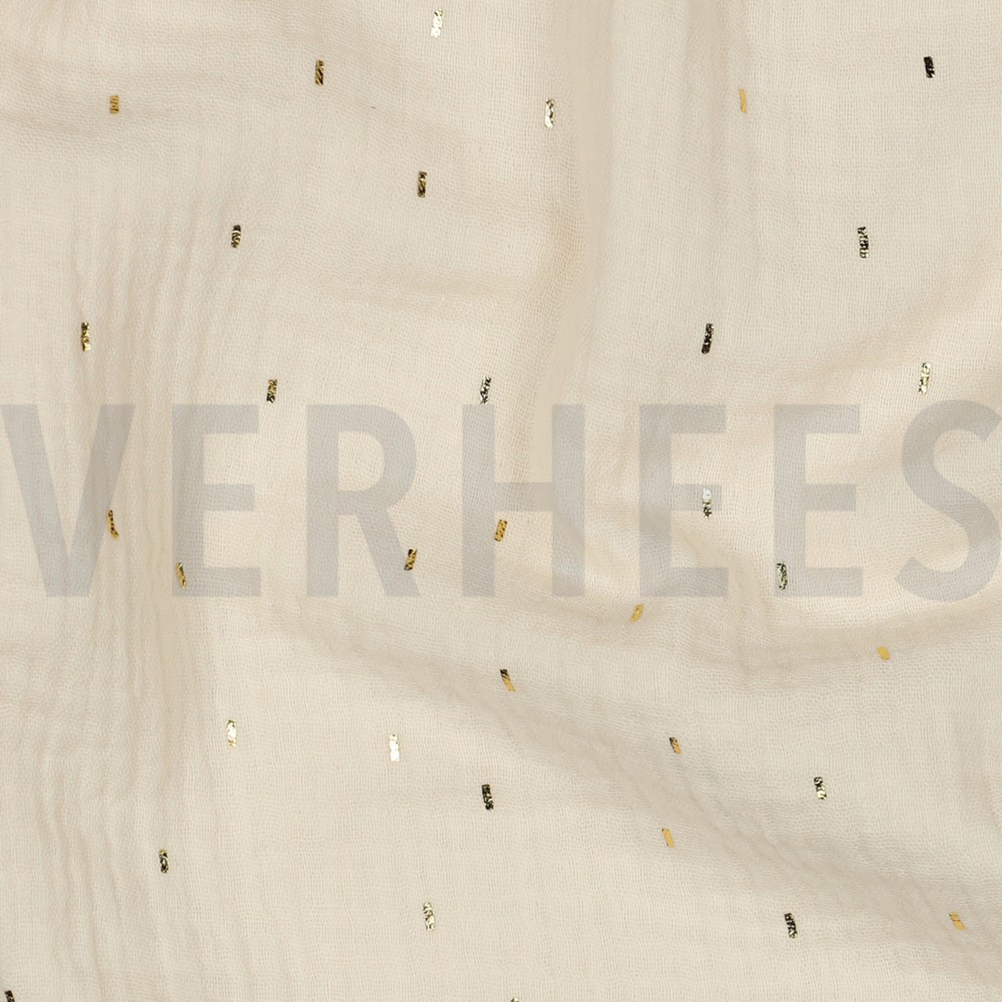 DOUBLE GAUZE FOIL STRIPES ECRU/GOLD (high resolution) #2