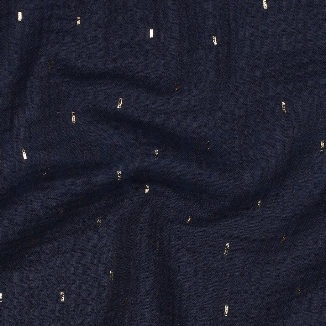 DOUBLE GAUZE FOIL STRIPES NAVY/GOLD #2