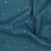 DOUBLE GAUZE FOIL STRIPES PETROL/GOLD (thumbnail) #2