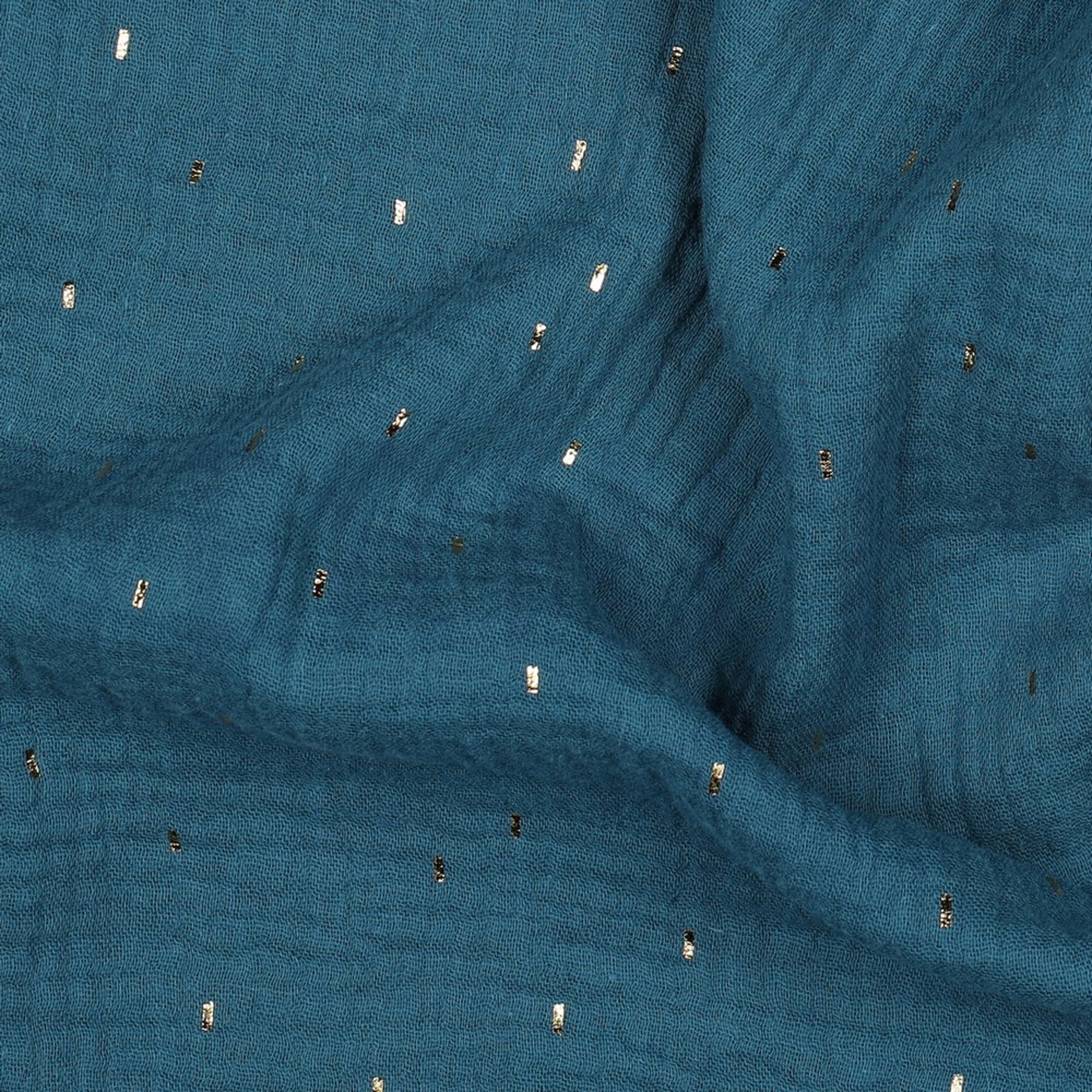 DOUBLE GAUZE FOIL STRIPES PETROL/GOLD (high resolution) #2