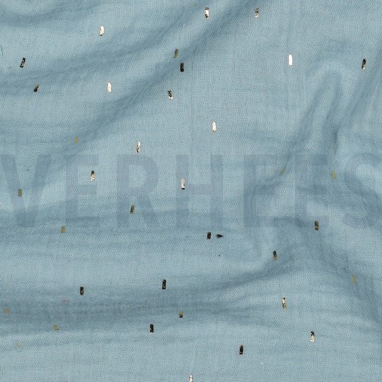 MUSSELIN FOLIE STREIFEN CYAN / GOLD #7