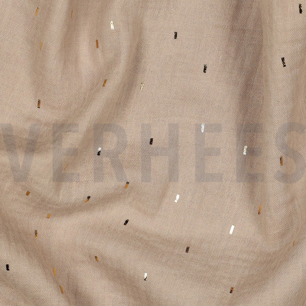 DOUBLE GAUZE FOIL STRIPES BEIGE/GOLD #2