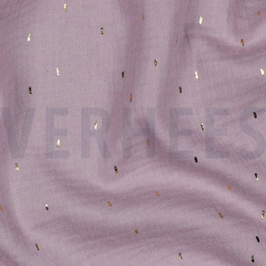 DOUBLE GAUZE FOLIE STREPEN LILA / GOUD #7