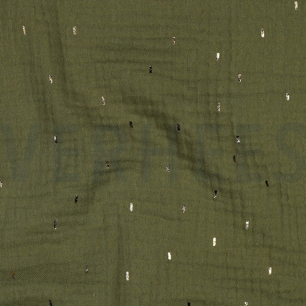 DOUBLE GAUZE FOIL STRIPES GREEN/GOLD #2