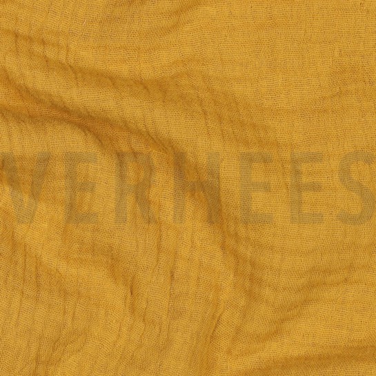 BAUMWOLLE MUSSELIN DREILAGIG GOTS OCKER #7