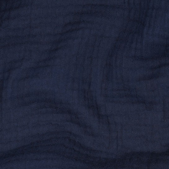 BAUMWOLLE MUSSELIN DREILAGIG GOTS MARINEBLAU #7