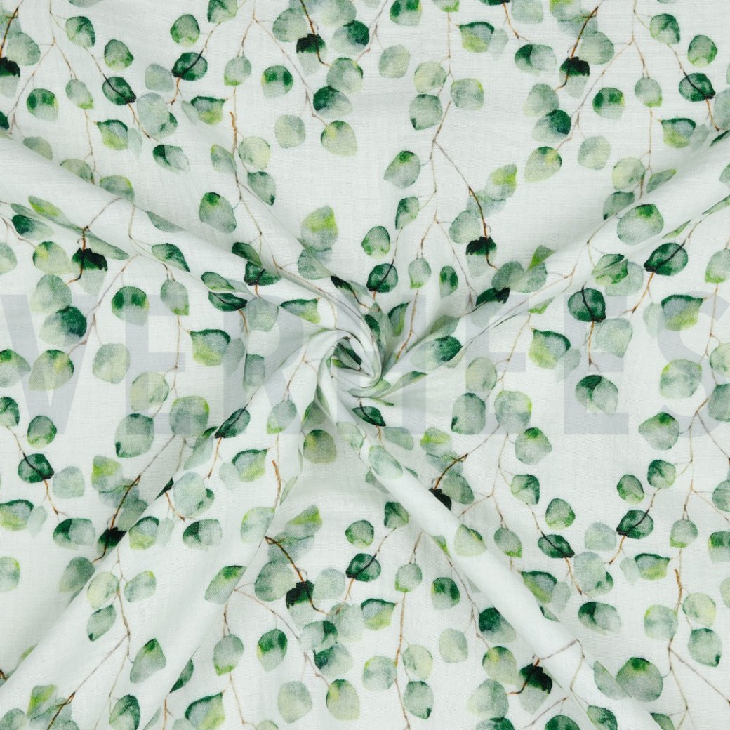 DOUBLE GAUZE GOTS DIGITAL EUCALYPTUS WHITE #2