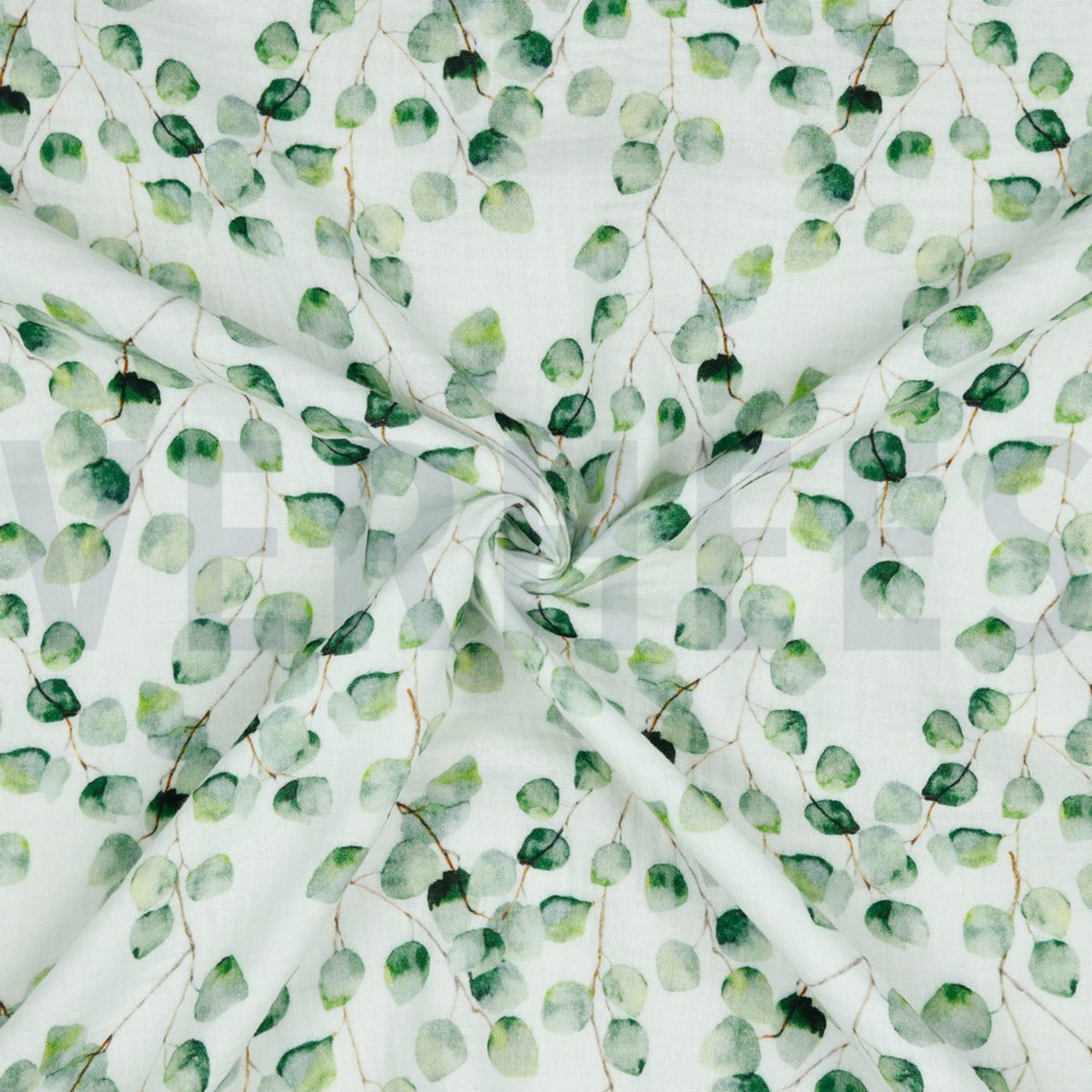 DOUBLE GAUZE GOTS DIGITAL EUCALYPTUS WHITE (high resolution) #2