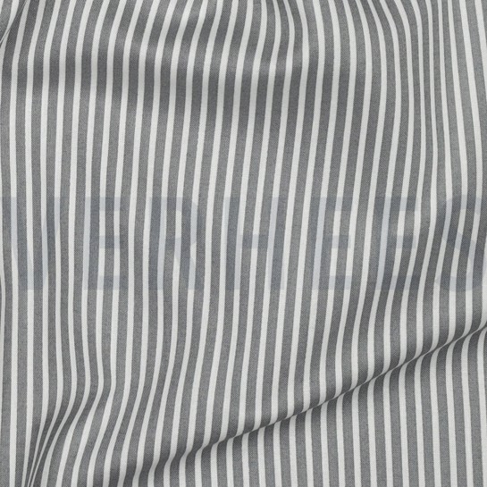 KATOENEN POPLIN STREPEN GRIJS #7