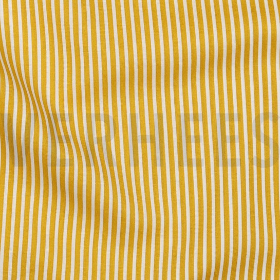 BAUMWOLLE POPELINE STREIFEN OCKER #7