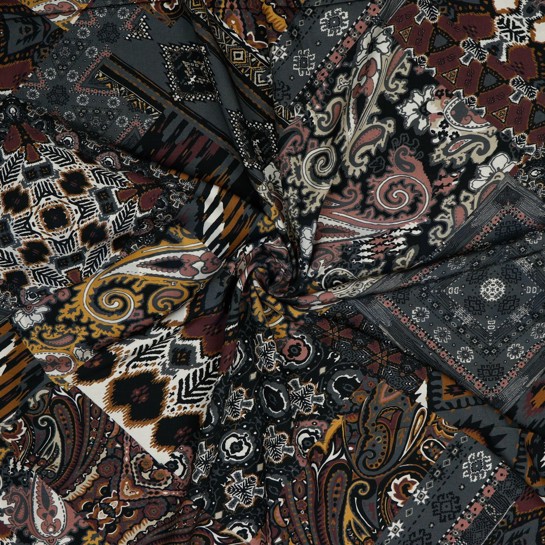 VISKOSE RADIANCE DIGITAL ETHNISCHER PATCH DUNKELGRAU #7