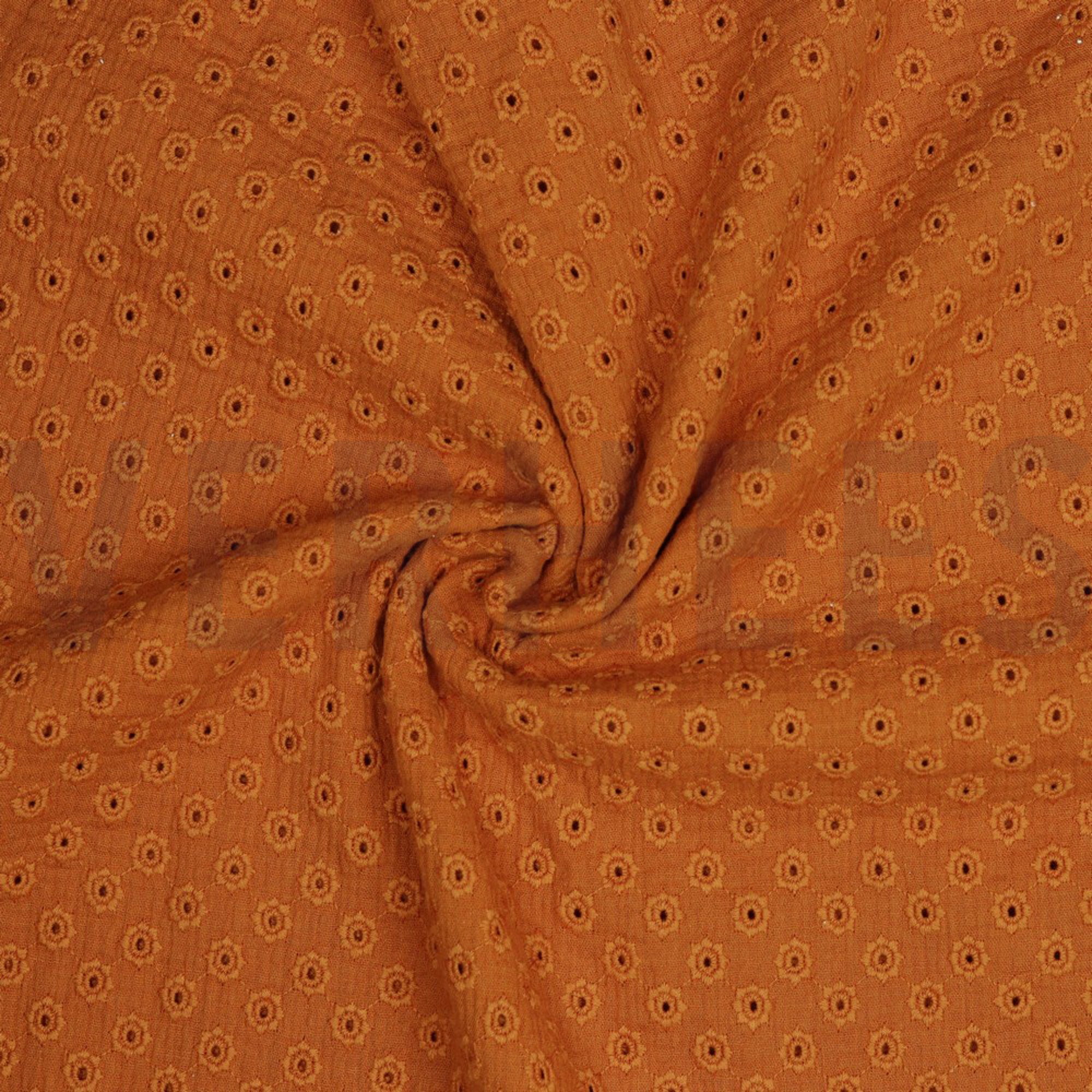 DOUBLE GAUZE EMBROIDERY FLOWERS RUST (high resolution) #2