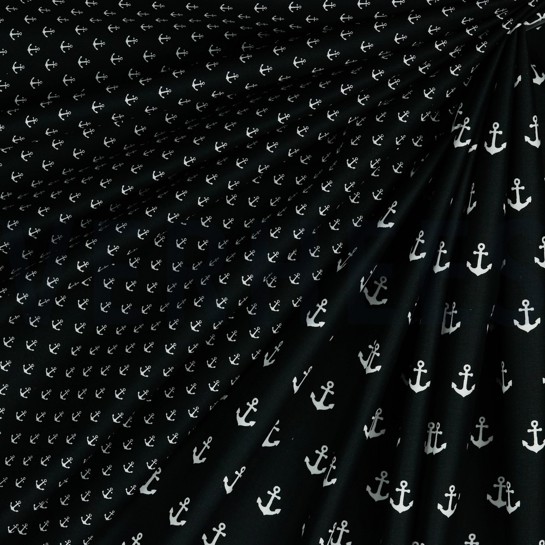 POPELINE DE COTON PETITS ANCRAGES NOIR #7