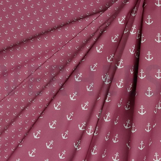 BAUMWOLLE POPELINE KLEINE ANKER MAUVE #7