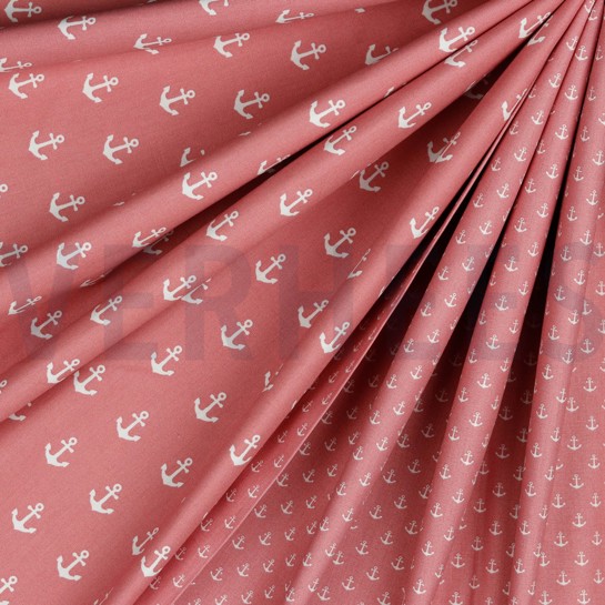 BAUMWOLLE POPELINE KLEINE ANKER BLUSH #7