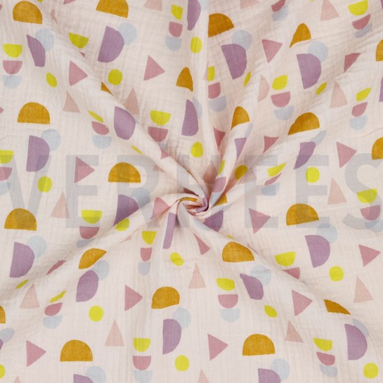 DOUBLE GAUZE GOTS DOTS LIGHT ROSE #7