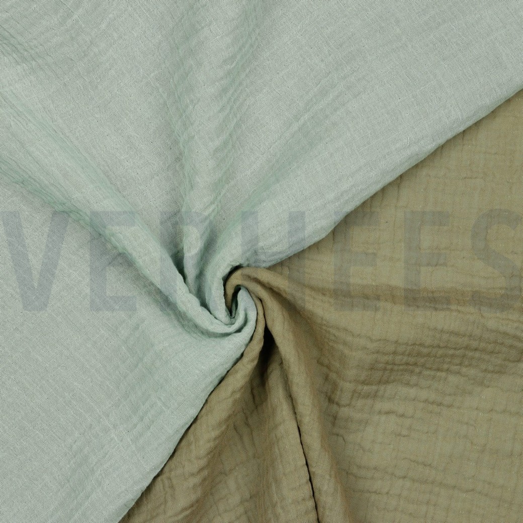 DOUBLE SIDED DOUBLE GAUZE GOTS NILE / TAUPE #2
