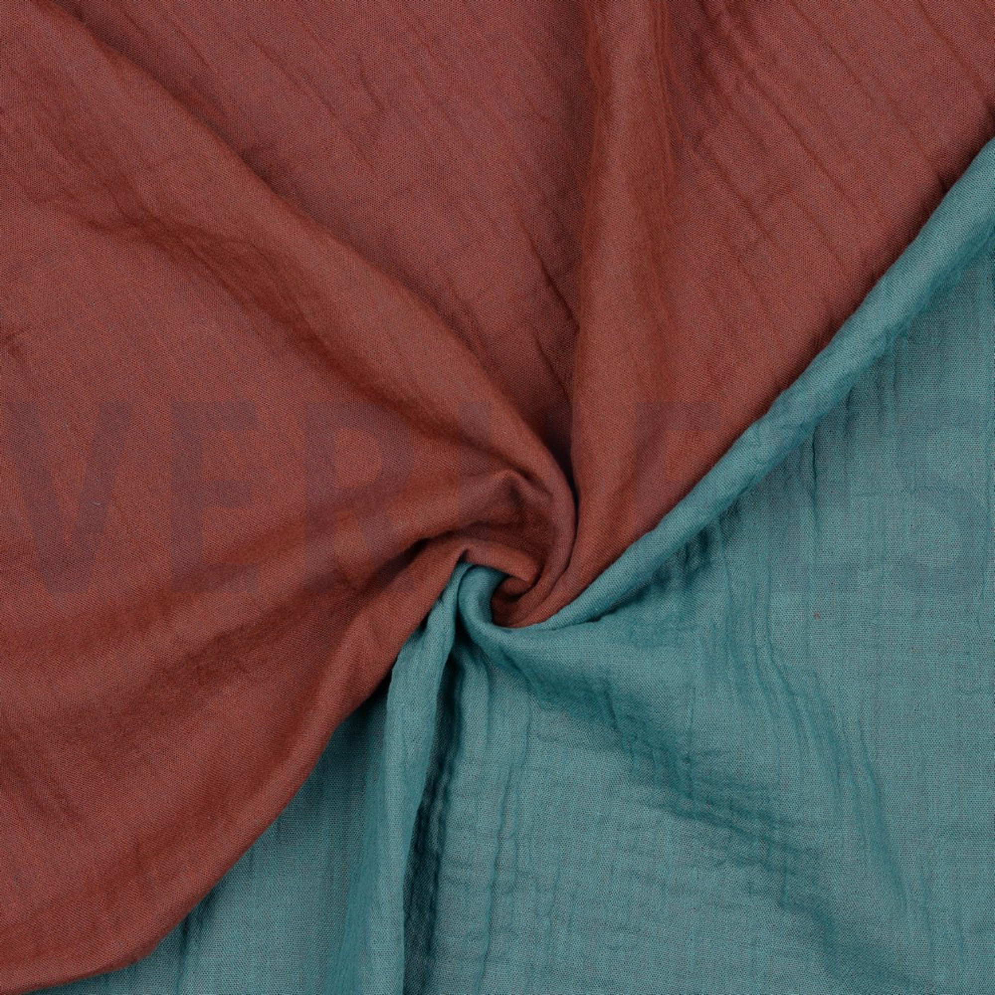 DOUBLE SIDED DOUBLE GAUZE GOTS ROUGE / GREEN (high resolution) #2