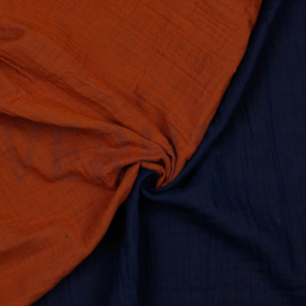 DOUBLE SIDED DOUBLE GAUZE GOTS RUST / NAVY #2