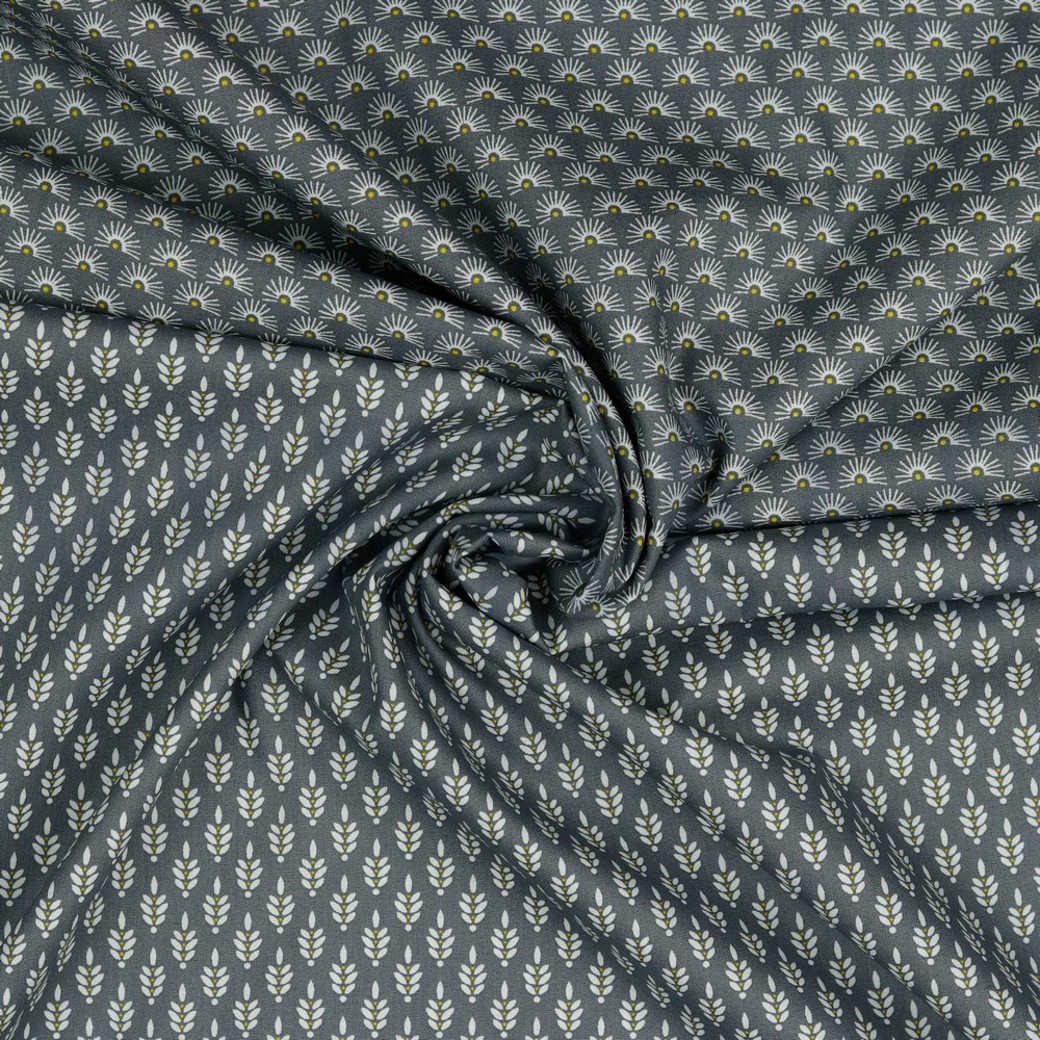 POPLIN FANTASY FLOWERS ROCK GREY #2